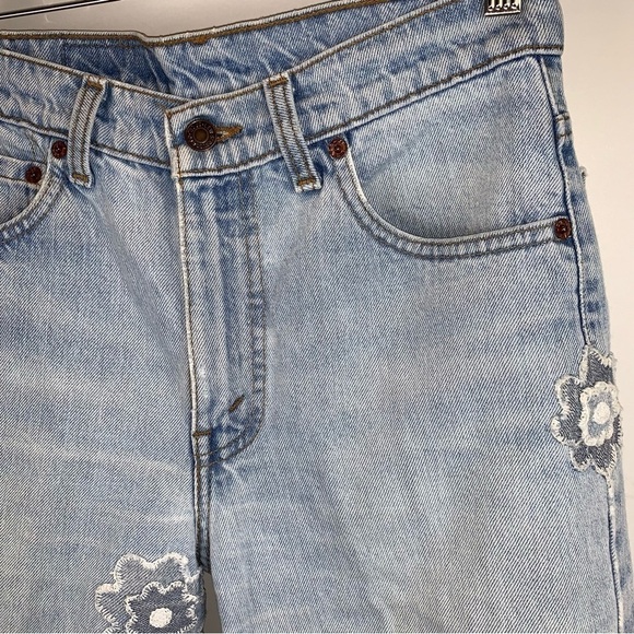 Levi's Vintage 516 Slim Fit High Rise Red Tab  Patched Boho Jeans sz 30 - Picture 5 of 9
